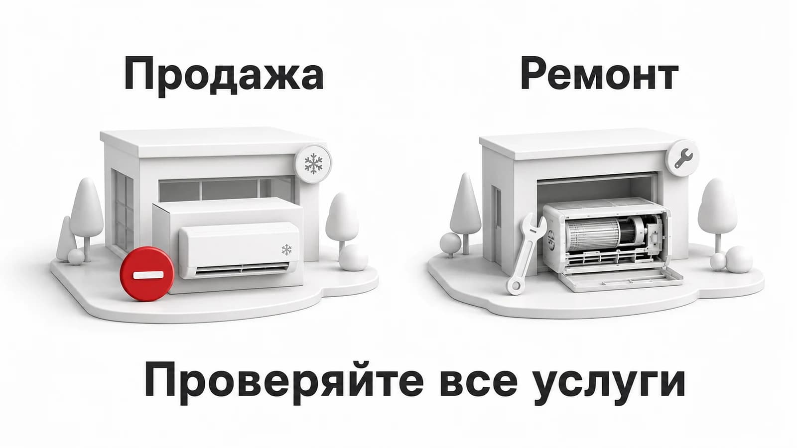 Продажа и ремонт кондиционеров: перед общим исключением нужно проверить обе услуги